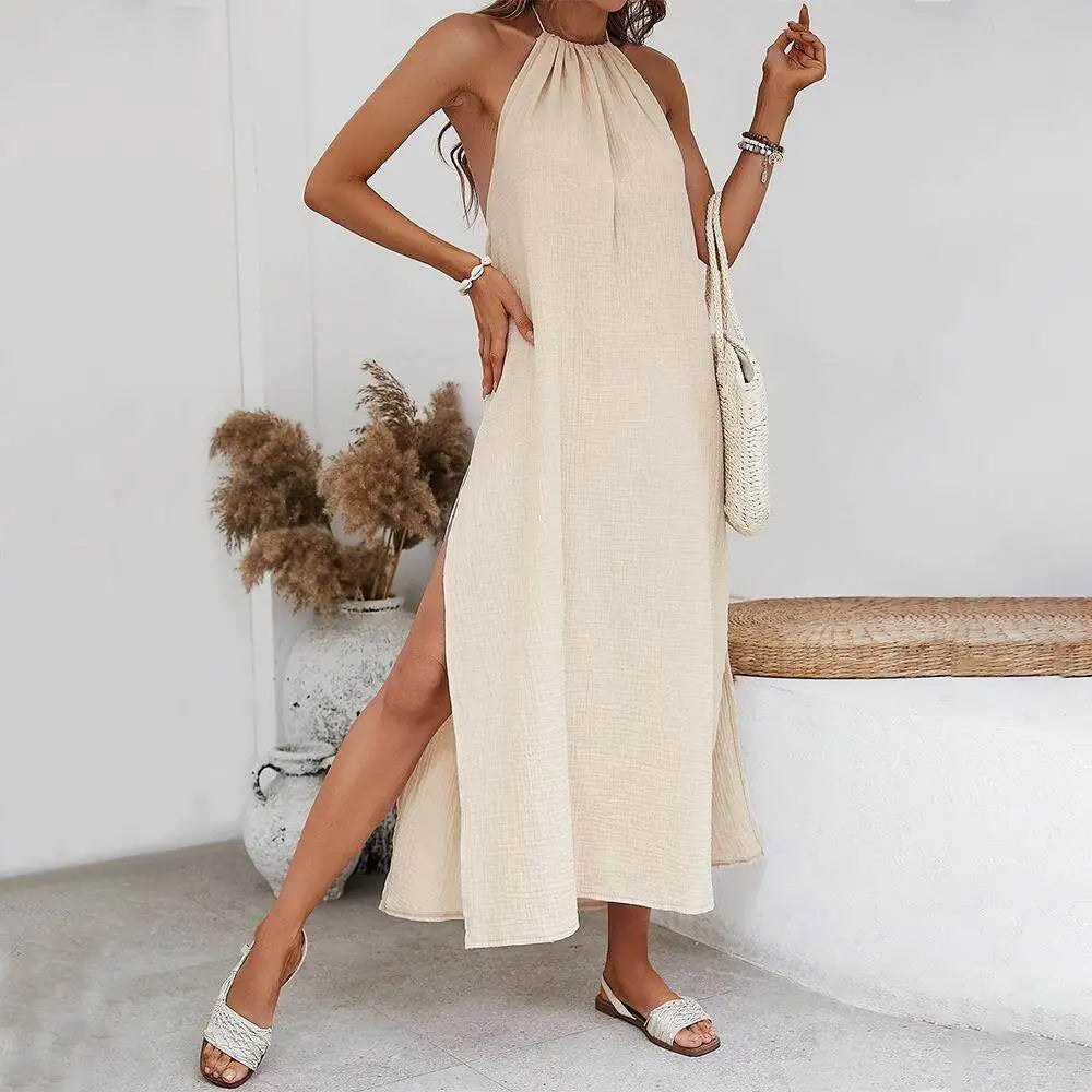 Senna Linen Halter Maxi Dress