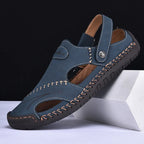 Cordovan Men's Leather Closed Toe Fisherman Sandals
