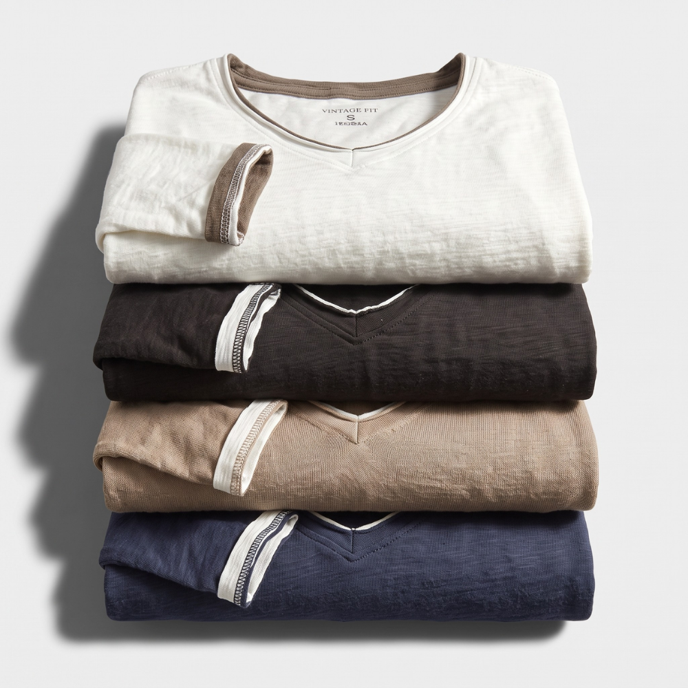 Aldric Men's Cotton V-Neck Long Sleeve Shirt