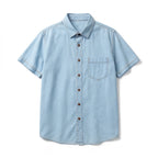 D909 light blue cotton shirt on a white background