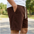 Model wearing image color-3 2026 Summer Men Corduroy Sweatpants Casual Shorts Men's Beach Shorts Basketball Short Trousers Solid Color Label Sportswear Men outdoors
