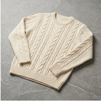 Cable Knit Crewneck Sweater Cable Knit Crewneck Sweater flat lay product photo - 2