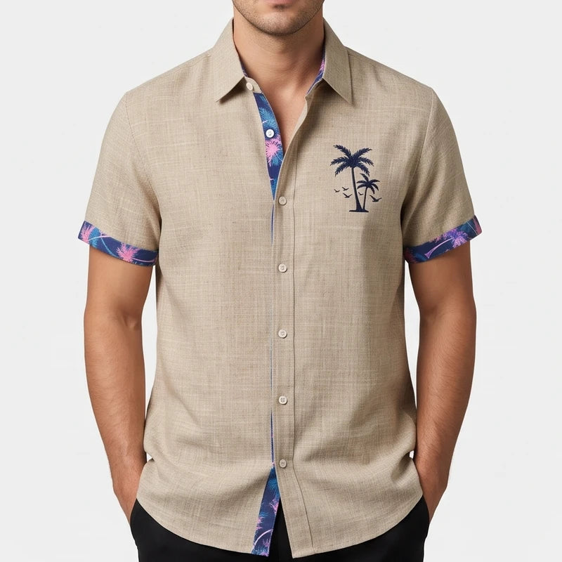 Beige-Tree shirt on an off-gray studio background