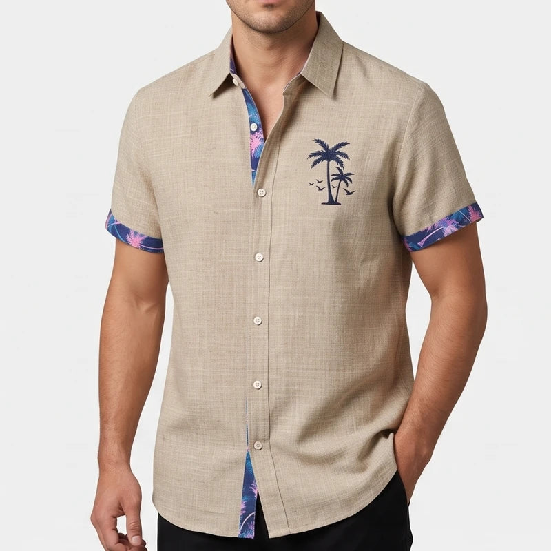 Beige-Tree shirt on an off-gray studio background - 2