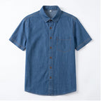D909 blue cotton shirt on a white background