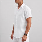 Model wearing White linen shirt in a studio - 2