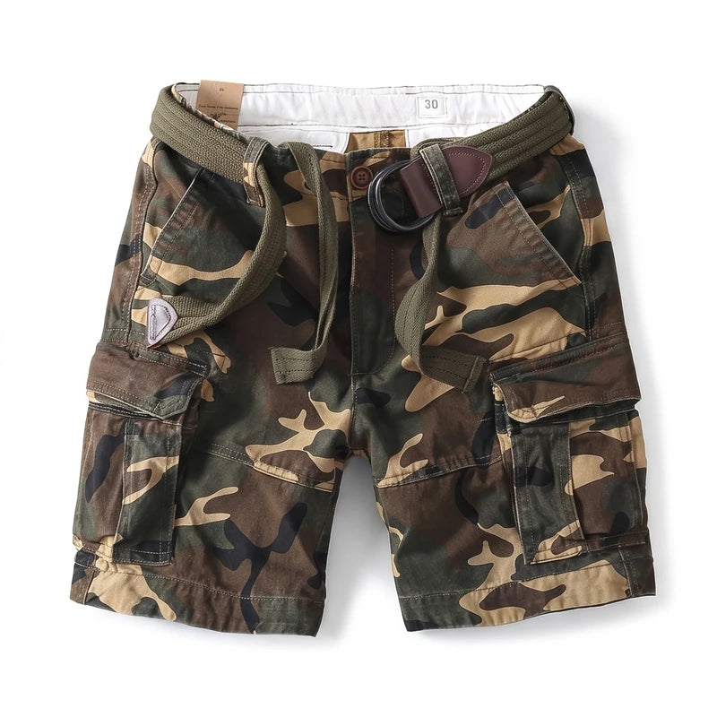 Camouflage shorts on a white background