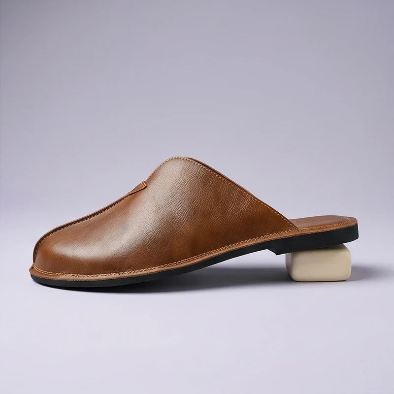 4215Brown Quinlan Genuine Leather Backless Mules product photo - 2