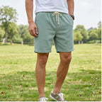 Model wearing image color-4 2026 Summer Men Corduroy Sweatpants Casual Shorts Men's Beach Shorts Basketball Short Trousers Solid Color Label Sportswear Men outdoors