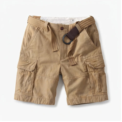 Khaki shorts on a white background