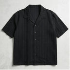 Black Winslow Textured Cuban Collar Shirt flat lay product photo