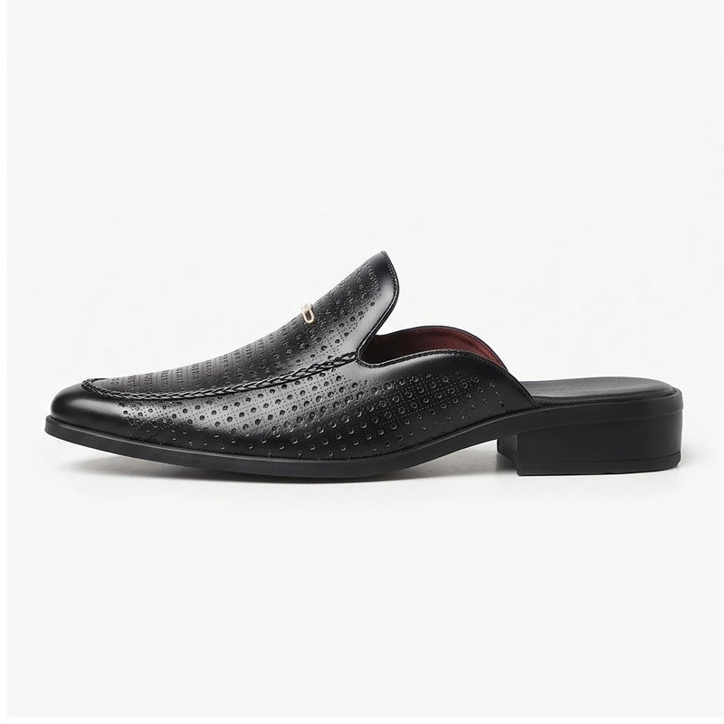 Black leather mules on a white background - 2