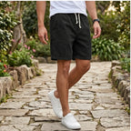 Model wearing image color-6 2026 Summer Men Corduroy Sweatpants Casual Shorts Men's Beach Shorts Basketball Short Trousers Solid Color Label Sportswear Men outdoors - 2