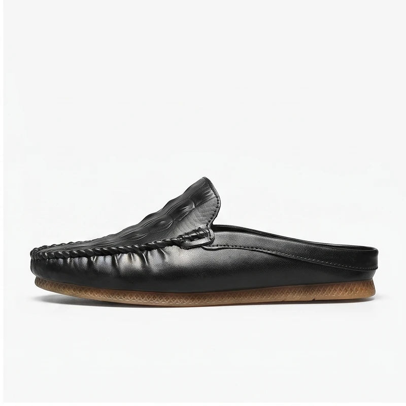Black leather mules on a white background - 2
