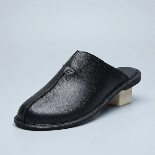 4215Black Quinlan Genuine Leather Backless Mules product photo