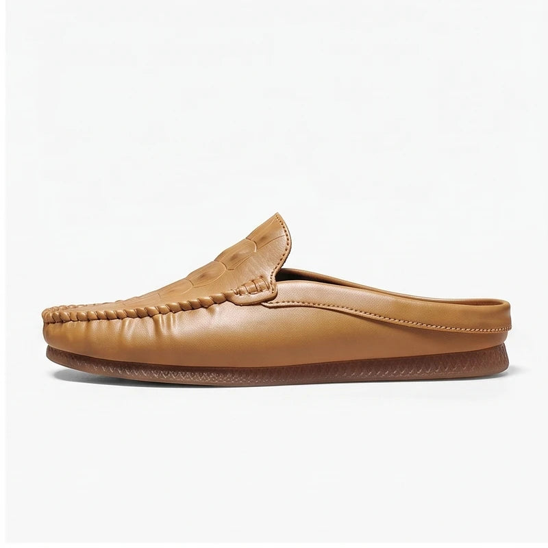 Tan leather mules on a white background - 2