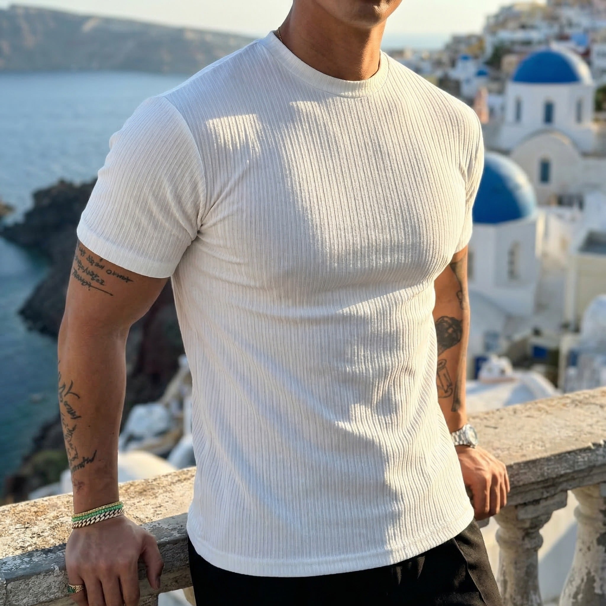 Bexley Men's Ribbed Stretch Crew Tee