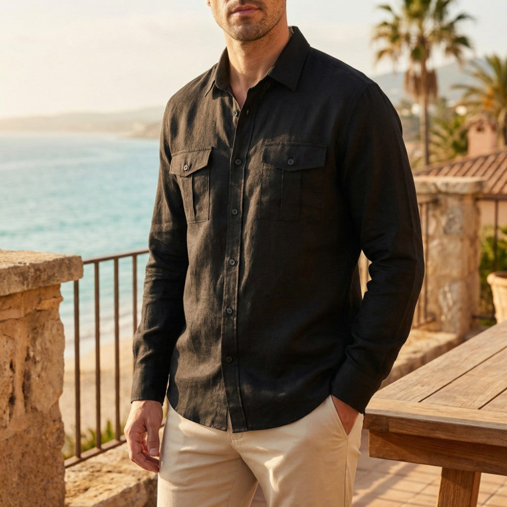 Seaforth Men's Linen Button-Up Shirt
