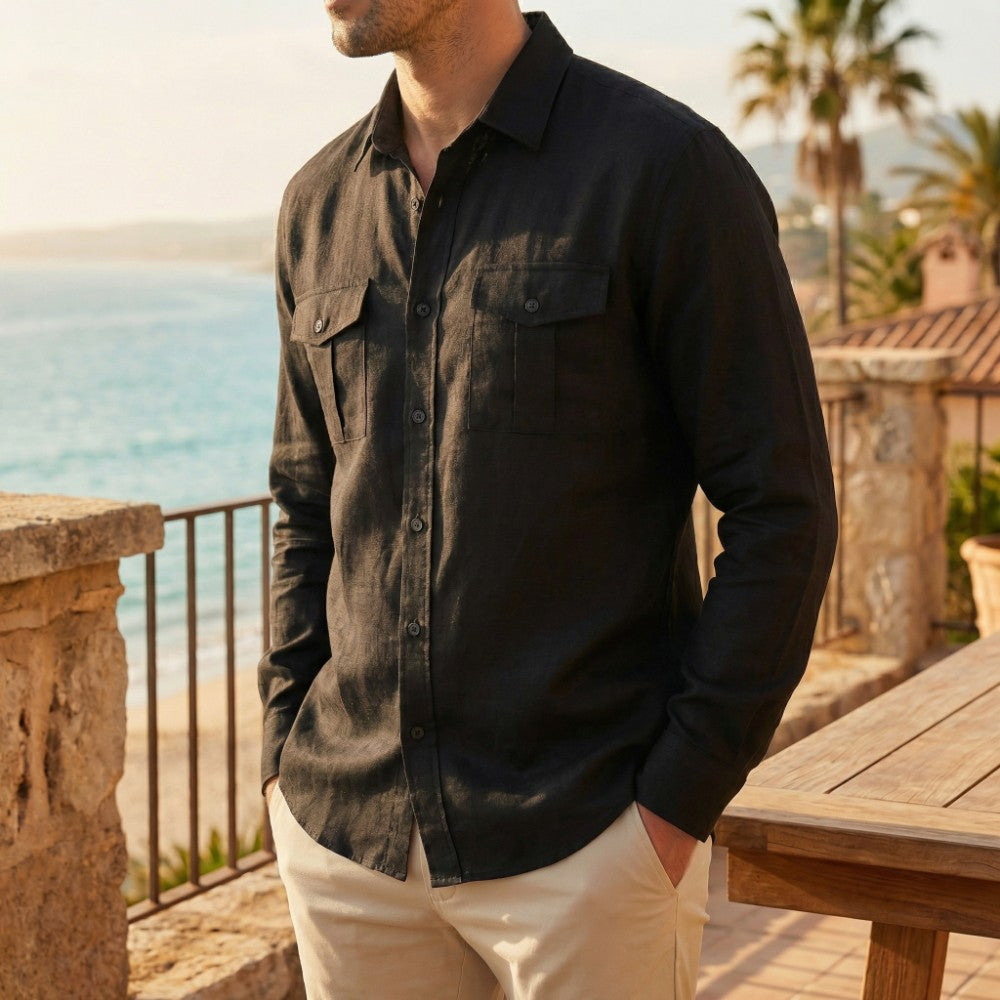 Seaforth Men's Linen Button-Up Shirt