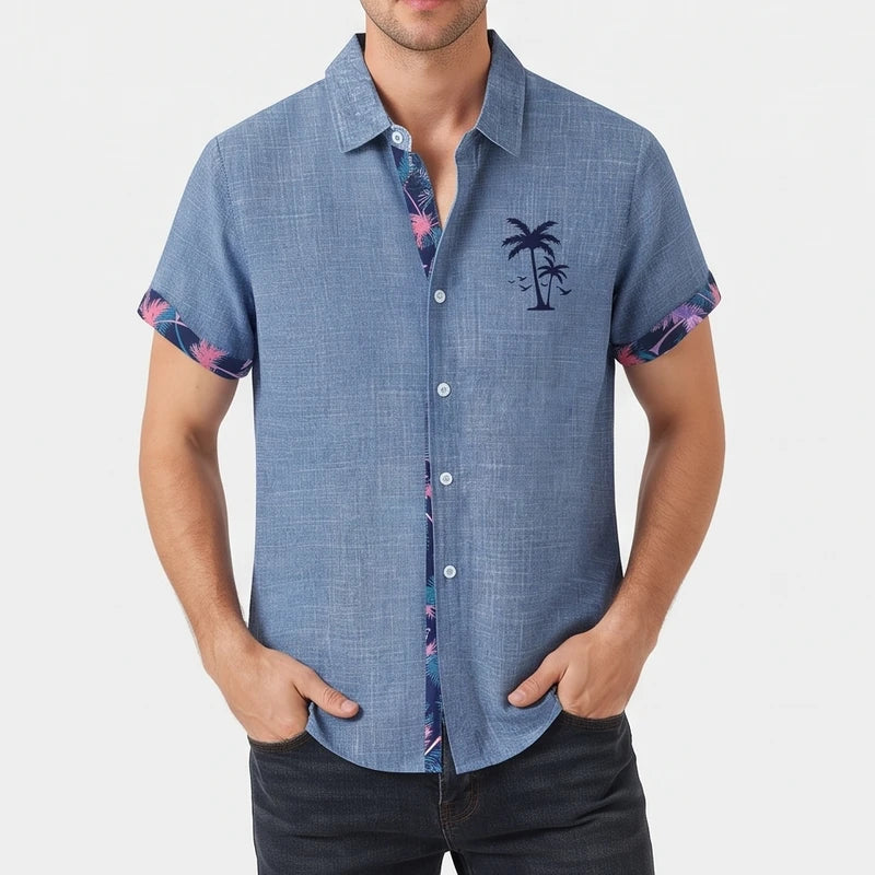 Blue-Tree shirt on an off-gray studio background - 2