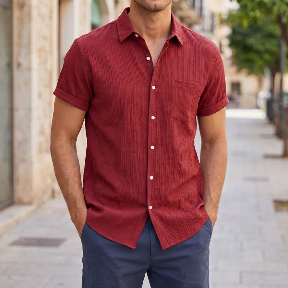Theron Men's Relaxed Short Sleeve Button Up Shirt