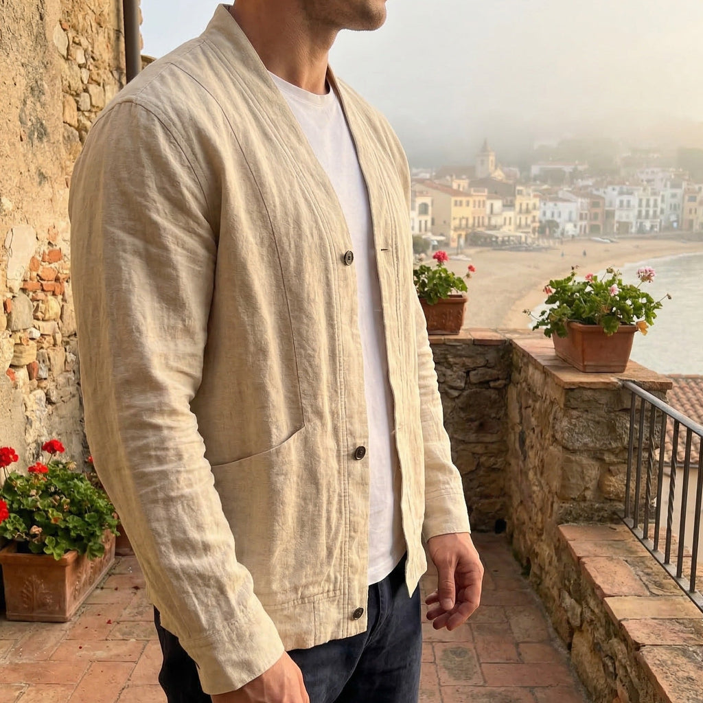 Carrick Men's Linen Cardigan Overshirt