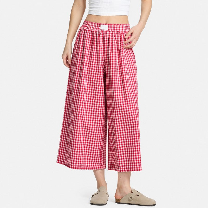 Brenna Women's Gingham Wide Leg Pants