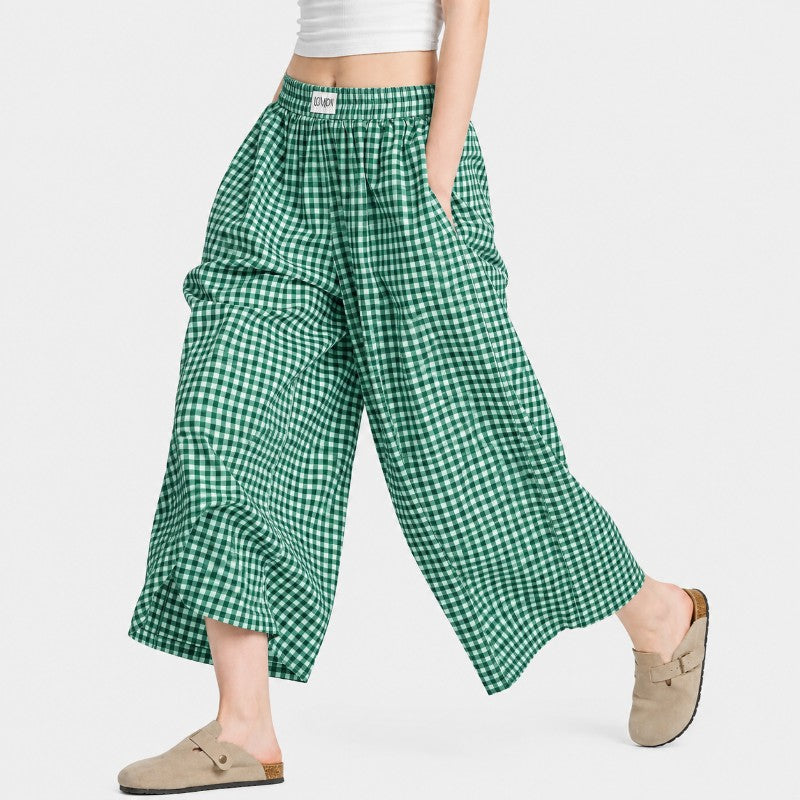 Brenna Women's Gingham Wide Leg Pants