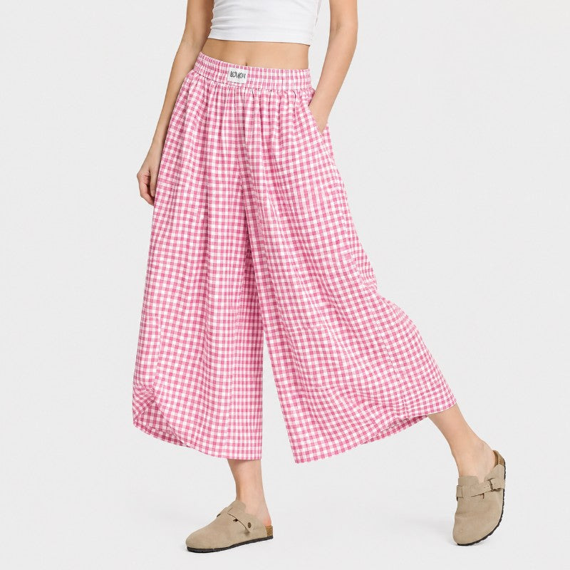 Brenna Women's Gingham Wide Leg Pants